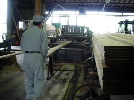 丸太を製材する機械